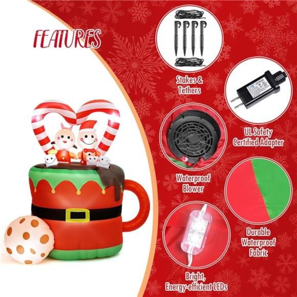 5FT Christmas Inflatables Decor Blow Up Gingerbread Man Woman Couple - Picture 4 of 6